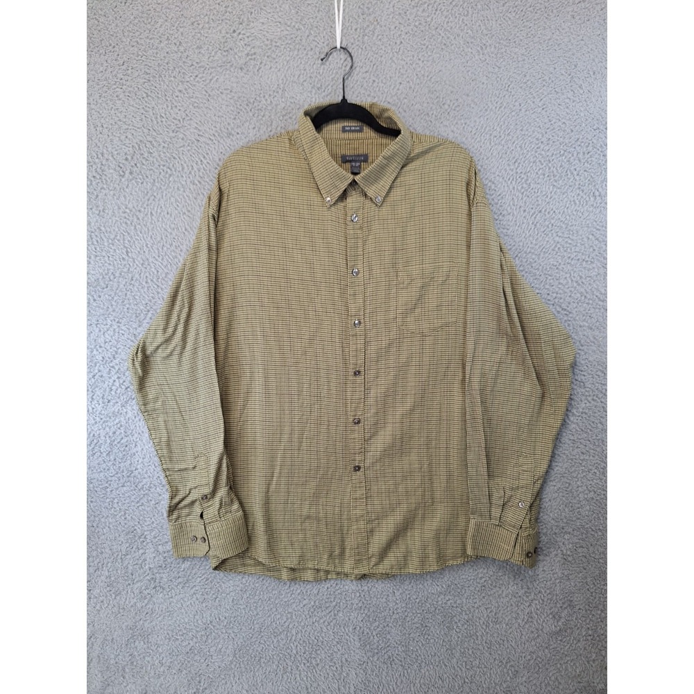Van Heusen Shirt Mens XXL 18-18.5 Check Cotton No Iron Collared Button Down